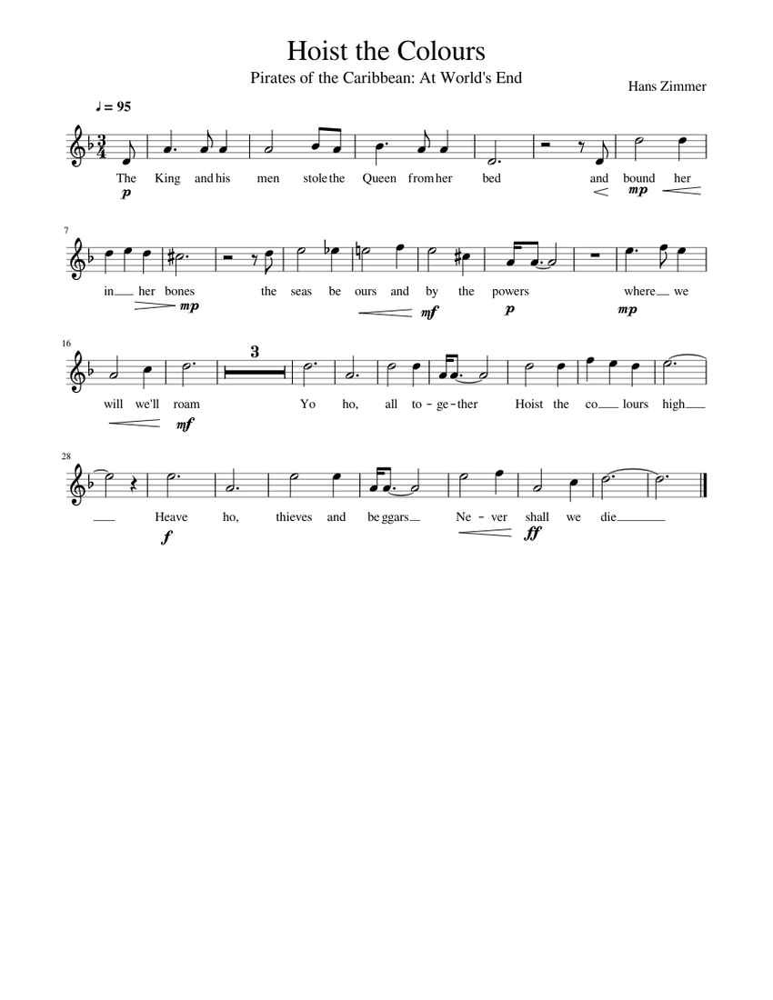 Hoist the Colours - piano tutorial