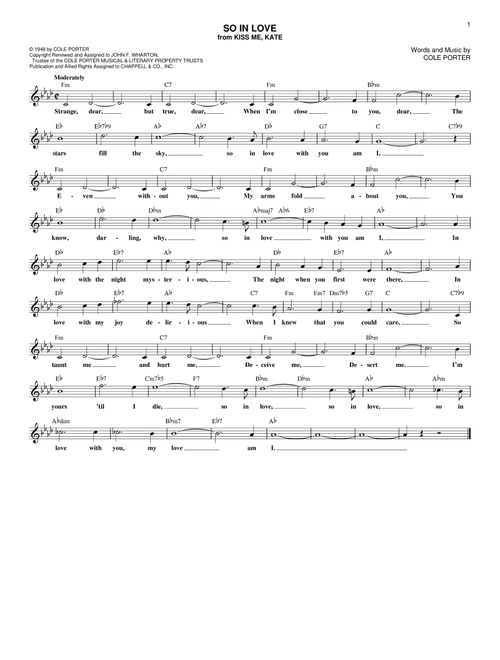 So In Love (from Kiss Me, Kate) - Rob Schneiderman (Lead Sheet - Fake Book)
