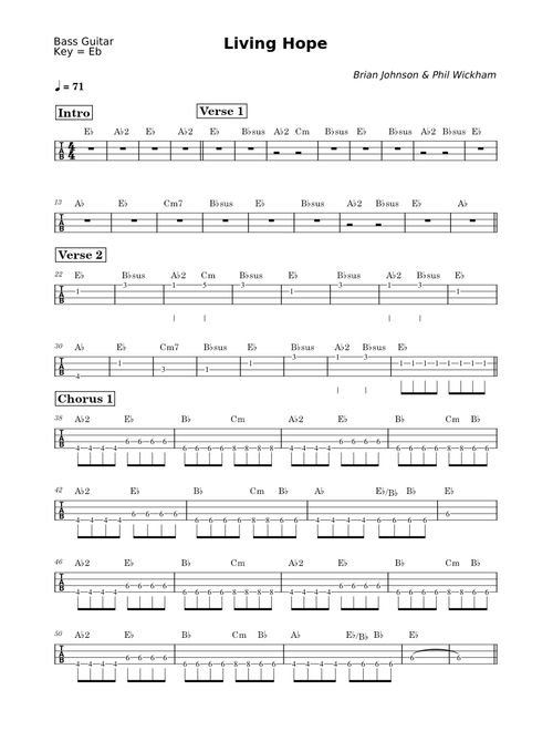 Living Hope – Phil Wickham (BASS TAB)