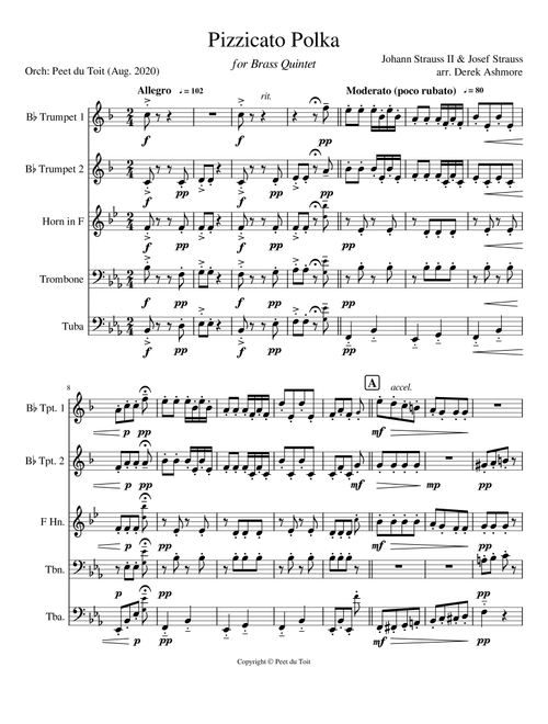 Pizzicato Polka (Arr. Derek Ashmore & Peet du Toit) - Joseph Strauss, Johann Strauss Jun (at 2), Kenneth Kimes (Brass Ensemble)