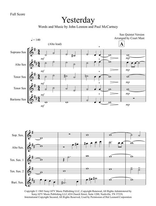 Free advanced saxophone tenor sheet music | Download PDF or