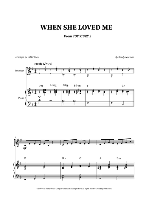 When She Loved Me (Arr. Valdir Maia) - Sarah McLachlan (Trumpet and Piano)