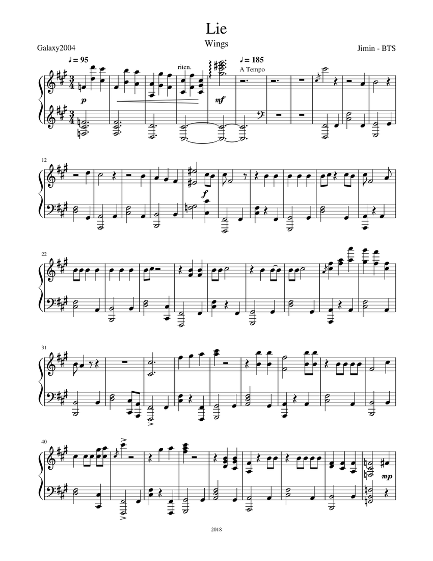 Run BTS - BTS Sheet Music for Piano (Solo) | MuseScore.com