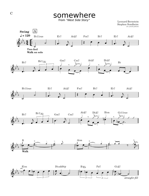 Somewhere (from West Side Story) – Stephen Sondheim (Lead Sheet arr.)