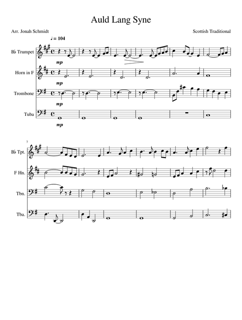 Auld Lang Syne - Brass Quartet