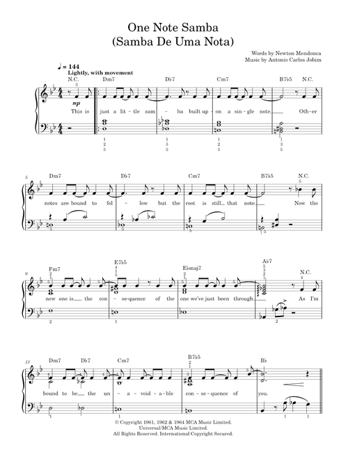 One Note Samba (Samba De Uma Nota So) [Jazz version] (arr. Brent Edstrom) - Antonio Carlos Jobim, Fr (Piano Vocal)