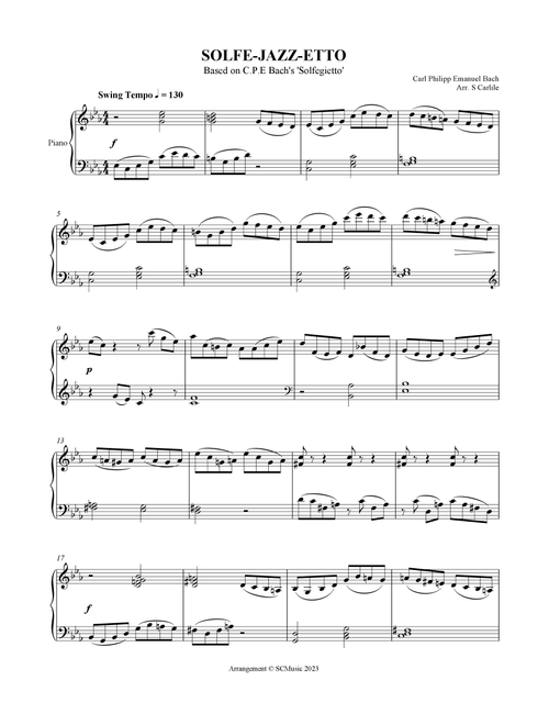 Solfe-Jazz-Etto (Based on Solfegietto by C.P.E. Bach) (Arr. SCMusic) - Carl Philipp Emanuel Bach (Easy Piano)