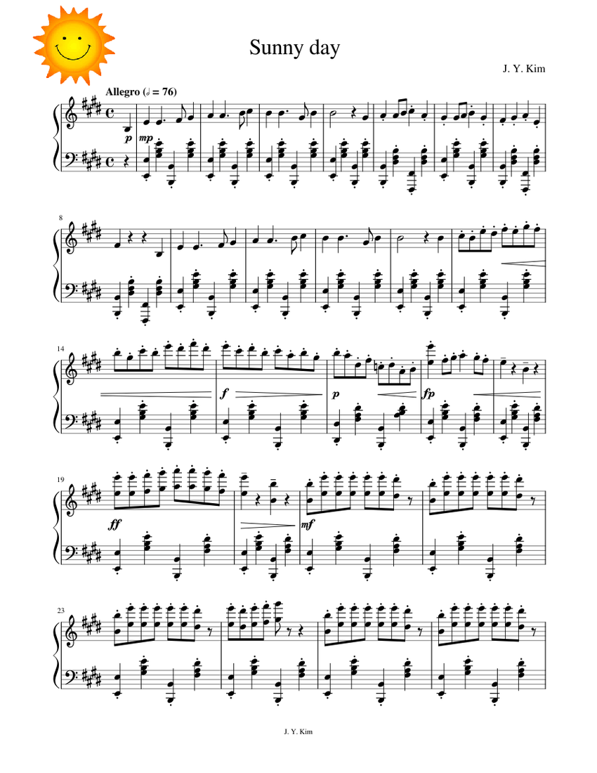 Sunny day Sheet Music for Piano (Solo) | MuseScore.com