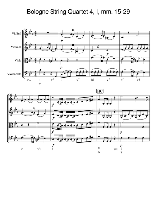 Bologne String Quartet 4, I, mm. 15-29