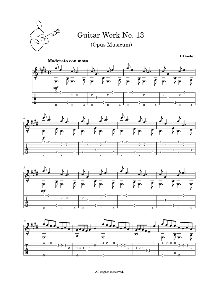 Guitar Work No. 13, (Opus Musicum) HBosler Sheet music for Guitar