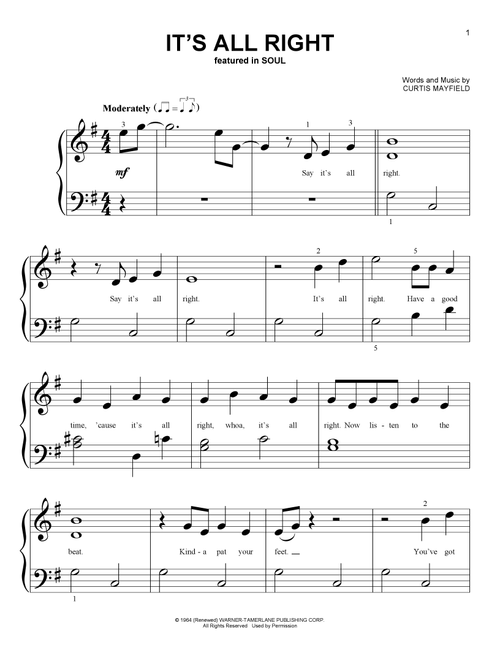 It's All Right (from Soul) - Jon Batiste (Big Note Piano)