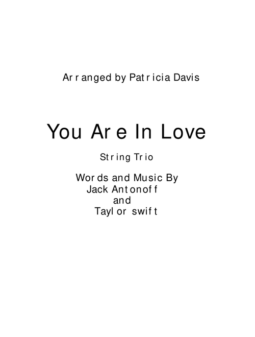 You Are In Love (Arr. Patricia Davis) - Taylor Swift (String Ensemble)