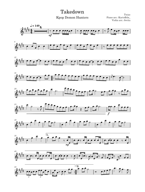 Takedown (Kpop Demon Hunters, TWICE) violin