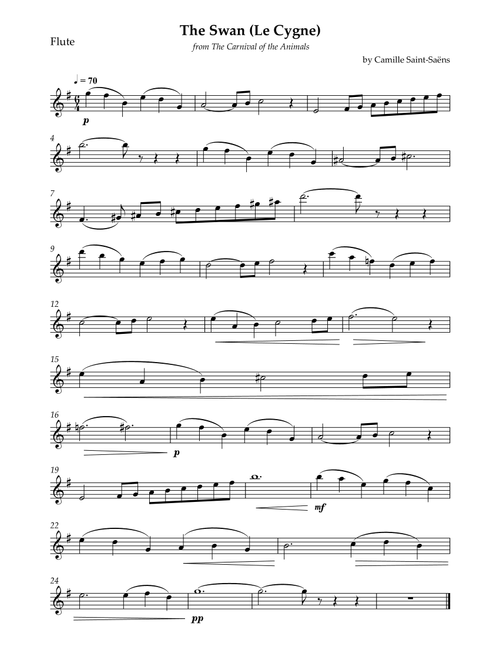 The Swan (Le Cygne) – from The Carnival of the Animals (Arr. Wesley S. SIlva) - Camille Saint-Saëns (Flute Solo)