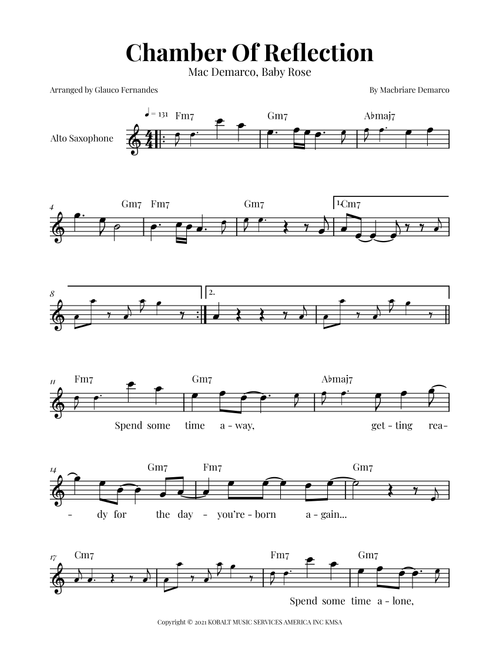 Chamber Of Reflection (Arr. Glauco Fernandes) - Baby Rose (Alto Sax Solo)