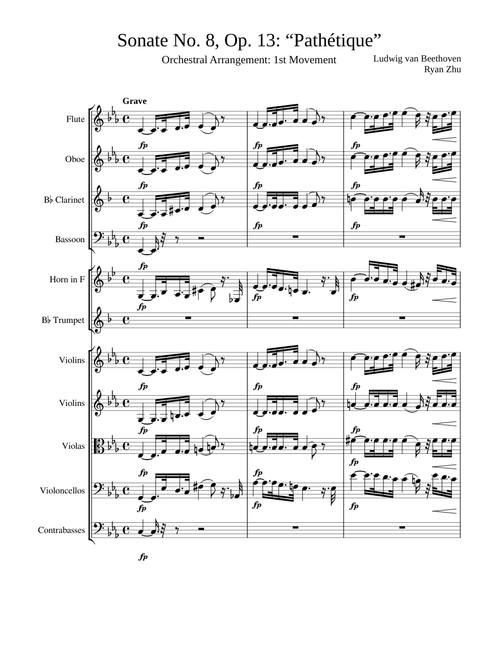 Sonate No. 8, Op. 13: "Pathetique" for Orchestra, Mvmt. 1