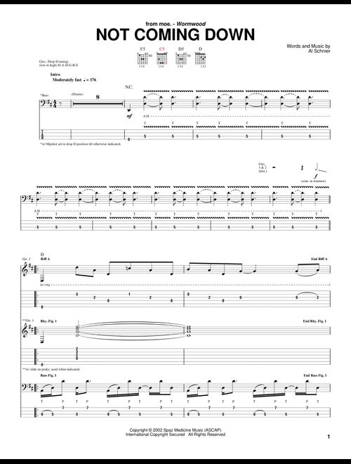 Not Coming Down - moe (Guitar Tab)