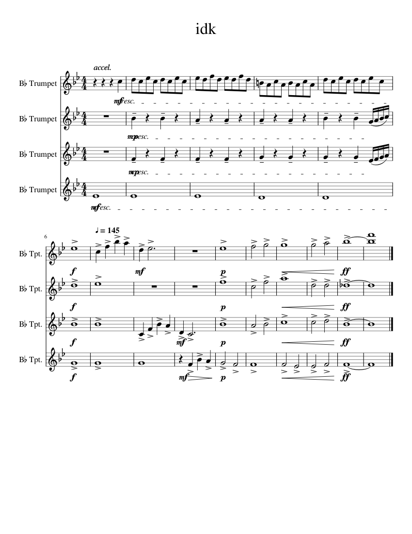 idk Trumpet Quartet thingy Sheet music for Trumpet in bflat (Mixed