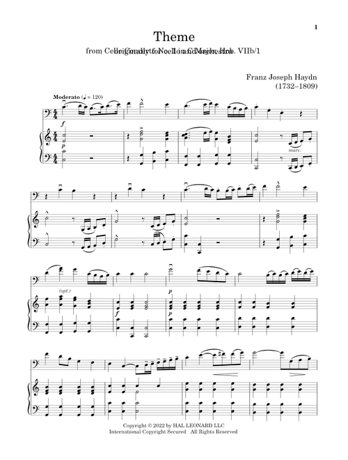Cello Concerto In C Major - Franz Joseph Haydn (Cello and Piano)