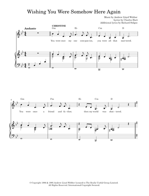 Wishing You Were Somehow Here Again (from The Phantom Of The Opera) - Andrew Lloyd Webber, The Phant (Piano-Vocal-Guitar (Piano Accompaniment))