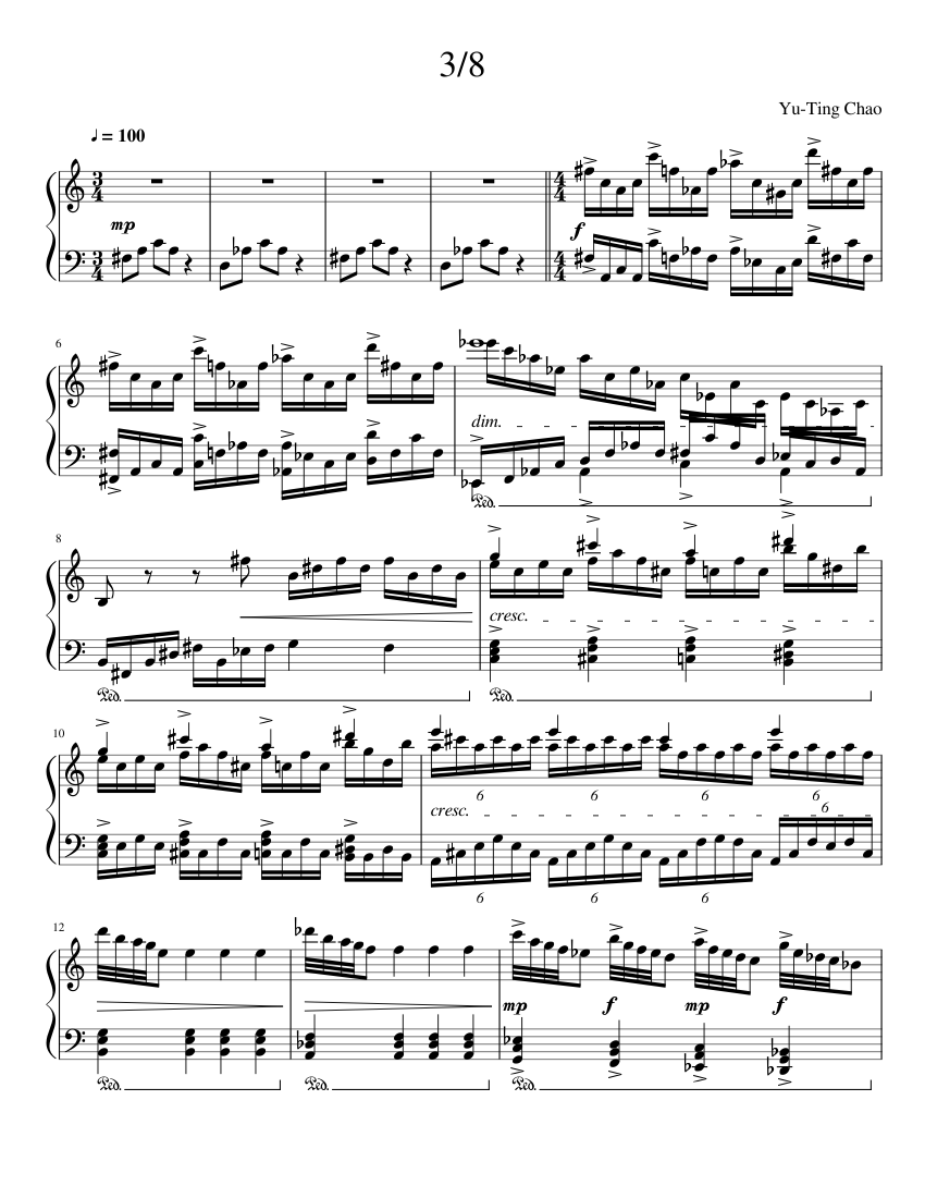 3/8 Sheet Music for Piano (Solo) | MuseScore.com