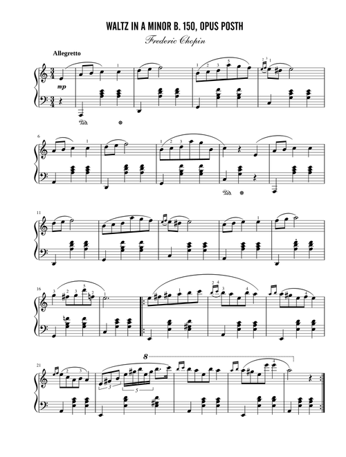 Waltz in A Minor B. 150, Opus Posth (Arr. unimusica) - Frederic Chopin (Piano Solo)
