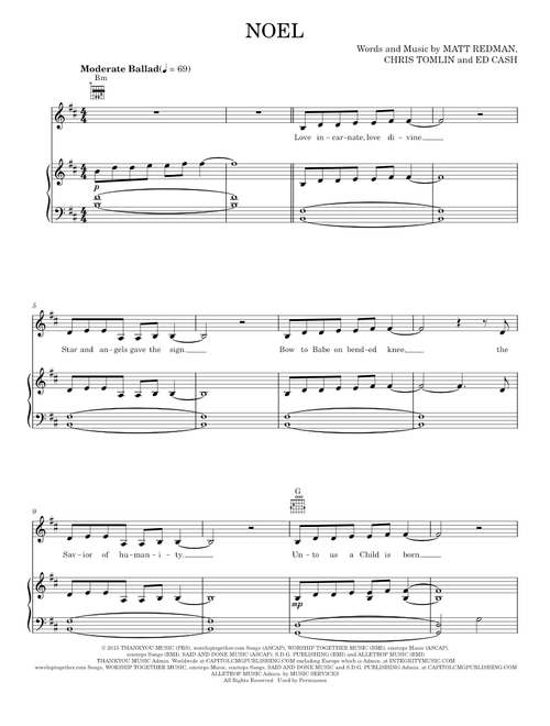 Noel (feat. Lauren Daigle) - Chris Tomlin, Lauren Daigle (Piano-Vocal-Guitar)