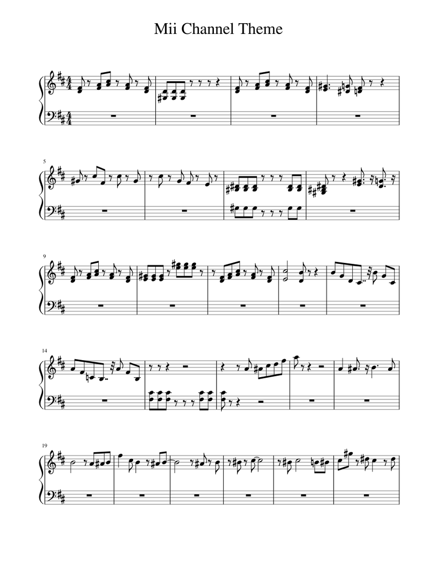 Mii Channel Theme Sheet music for Piano (Solo) Easy