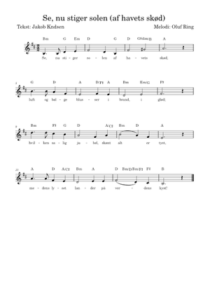 Se,_nu_stiger_solen Sheet Music for Soprano, Alto, Tenor, Vocals ...