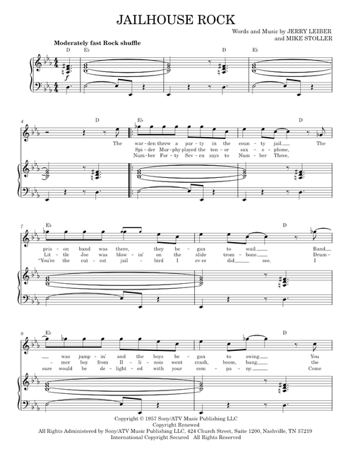 Jailhouse rock - Elvis Presley (Piano Vocal)