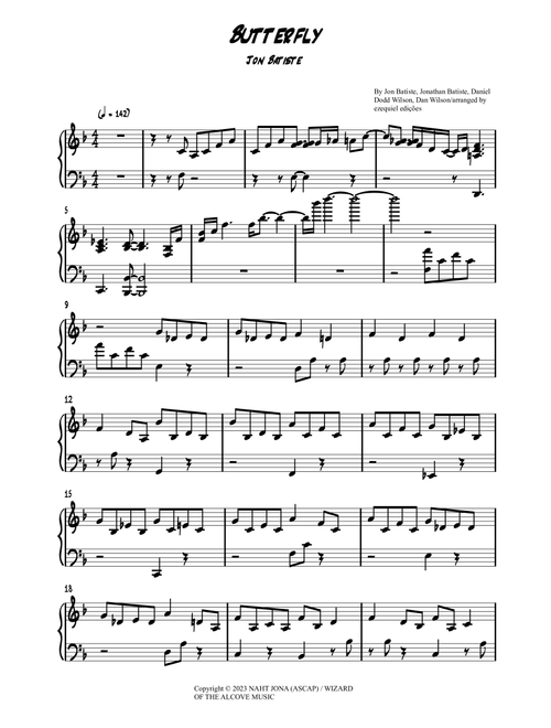 Butterfly (Arr. BY EZEQUIEL EDIÇÕES) - Jon Batiste (Piano Solo)