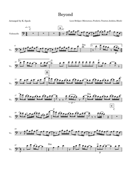 Beyond (Arr. K. Speck) - Leon Bridges (Cello Solo)