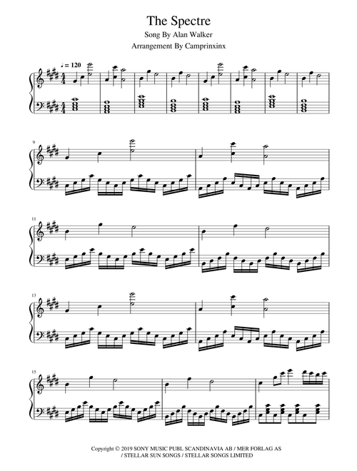 The Spectre (Arr. Camprixinx) - Alan Walker (Piano Solo)