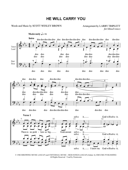 He Will Carry You (Arr. Larry Triplett) - Scott Wesley Brown (Choral, SATB)