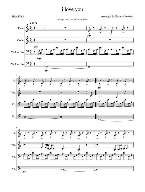 I love you – Billie Eilish (violin, flute, cello)