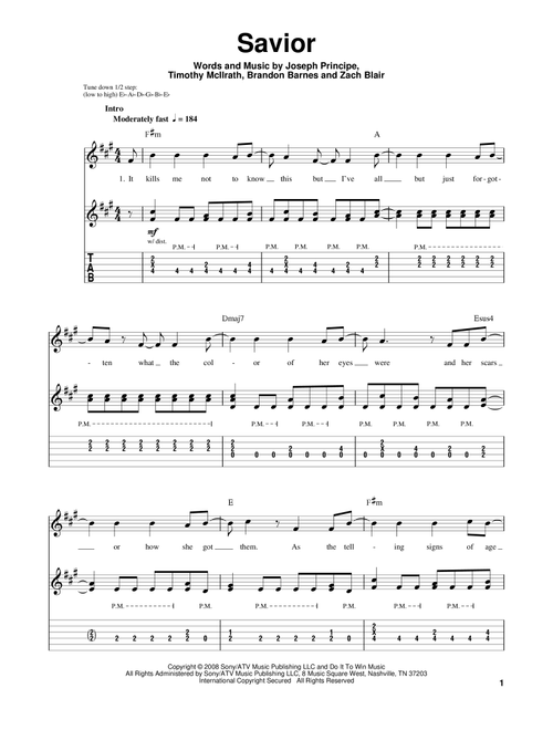 Savior - Rise Against (Guitar Tab Play-Along)