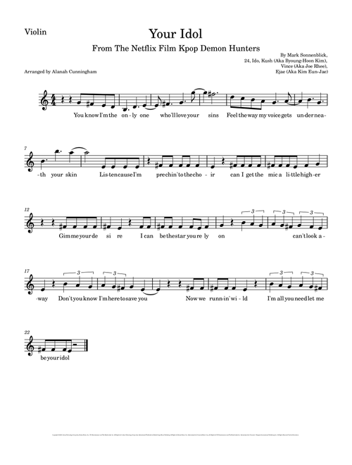 Your Idol (Arr. Alanah Cunningham) - Saja Boys (Violin Solo)