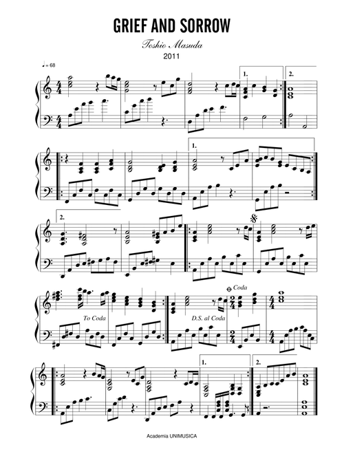 Grief And Sorrow (Arr. Academia Unimusica) - Toshio Masuda (Piano Solo)