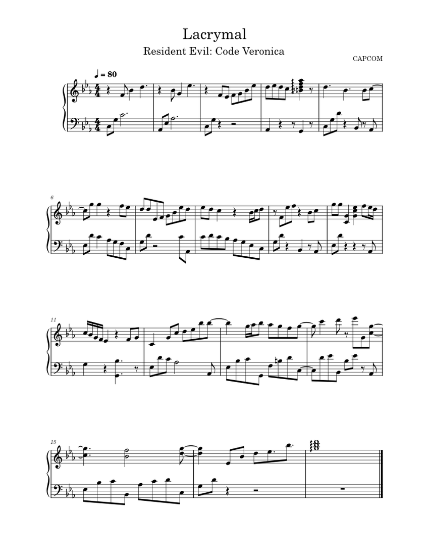 Lachrymal Resident Evil Code Veronica Sound Team Sheet