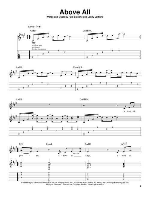 Above All - Paul Baloche (Guitar Tab Play-Along)