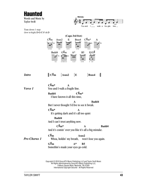 Haunted - Taylor Swift (Guitar Chords-Lyrics)