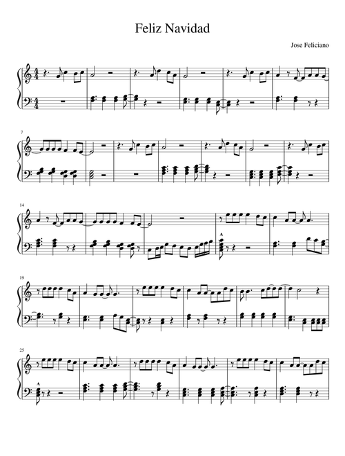 Feliz Navidad easy piano