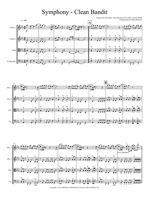 Symphony (Arr. Danut Muresan) - Clean Bandit feat Zara Larsson (String Quartet)