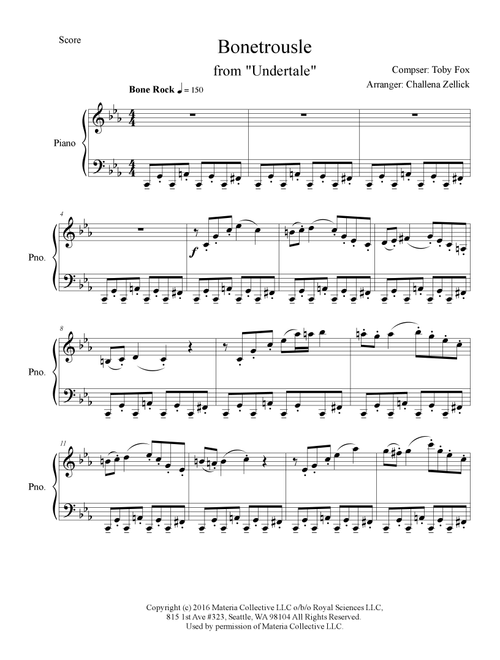 Bonetrousle (from Undertale) (Arr. Challena Zellick) - Toby Fox (Piano Solo)