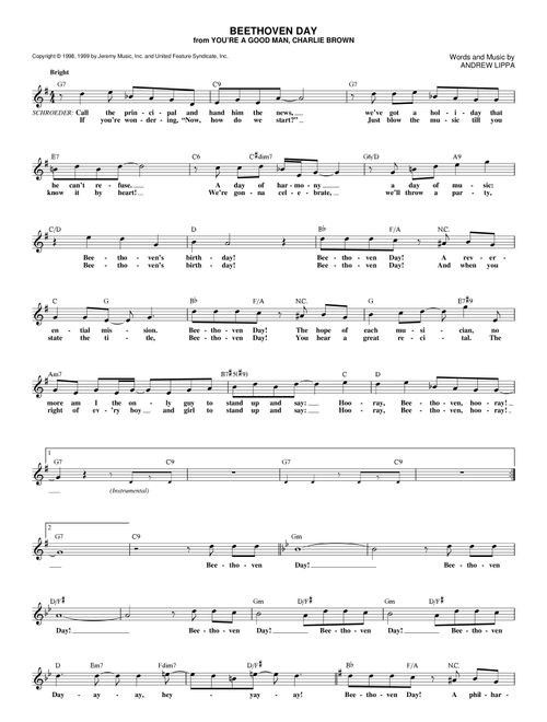 Beethoven Day - Andrew Lippa, You're A Good Man Charlie Brown (Musical) (Lead Sheet - Fake Book)