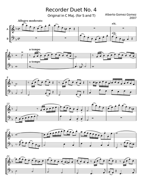 Recorder Duet No. 4 - Alberto Gomez Gomez