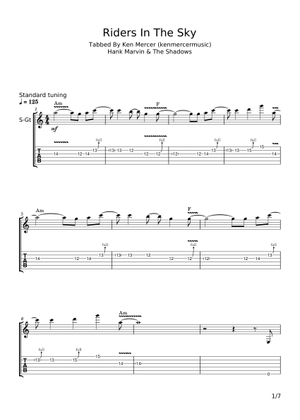 (Ghost) Riders in the Sky - Johnny Cash Sheet Music and Tab for Guitar ...