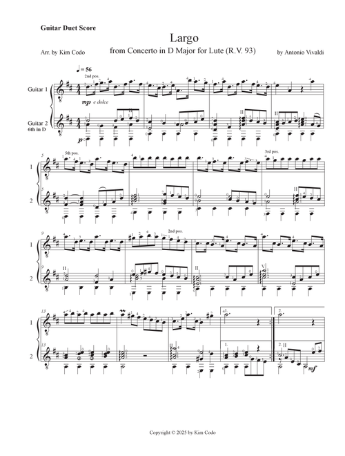 Largo from Concerto in D Major for Lute (Arr. Kim Codo) - Antonio Vivaldi (Instrumental Duet)