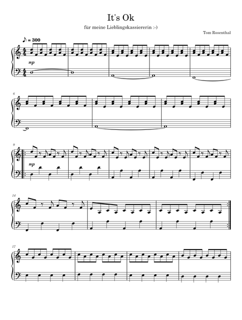 It's OK – Tom Rosenthal It's Ok - Tom Rosenthal (easy Piano)