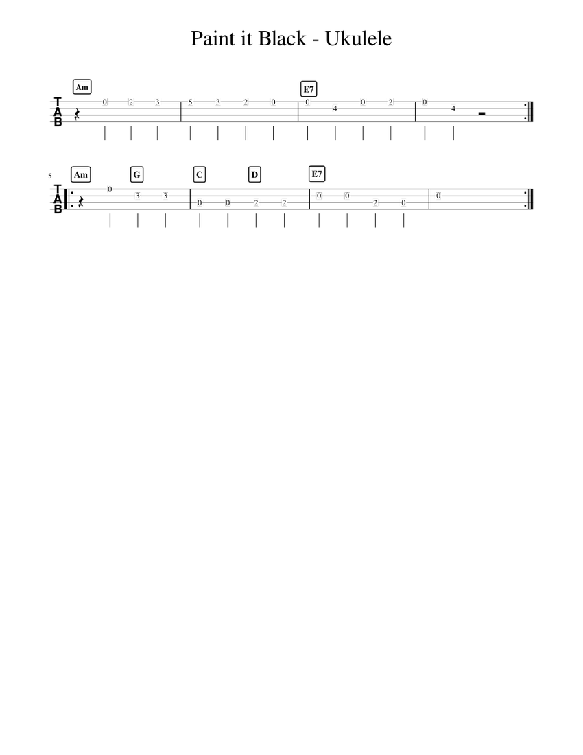 Paint it Black Ukulele Sheet music for Ukulele (Solo)